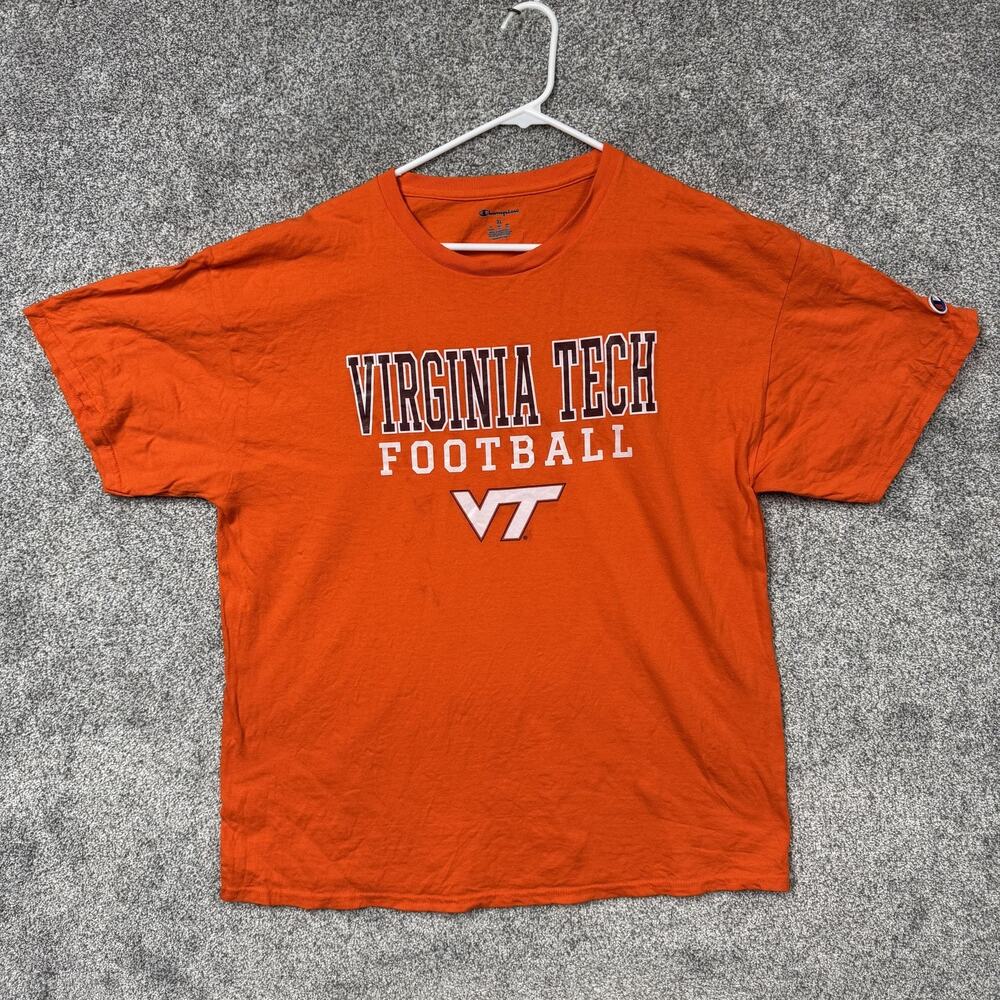 Virginia Tech Hokies Shirt Mens XL Orange NCAA Football Champion T-Shirt Tee